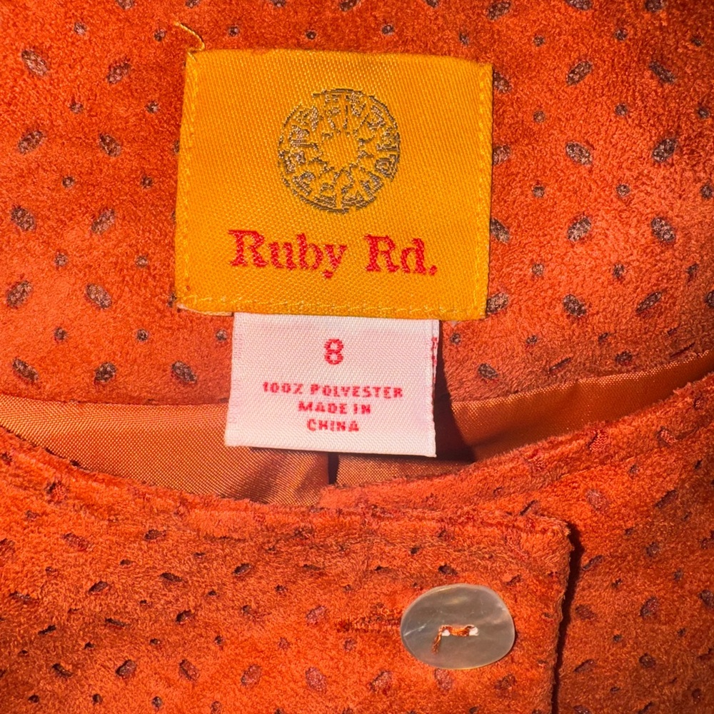 Ruby Rd. Orange Perforated Button Front Jacket - image 2